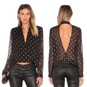 Lovers + Friends Black Polka Dot Blouse